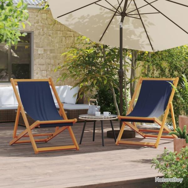 Chaises de plage pliables lot de 2 bleu tissu alsavelo