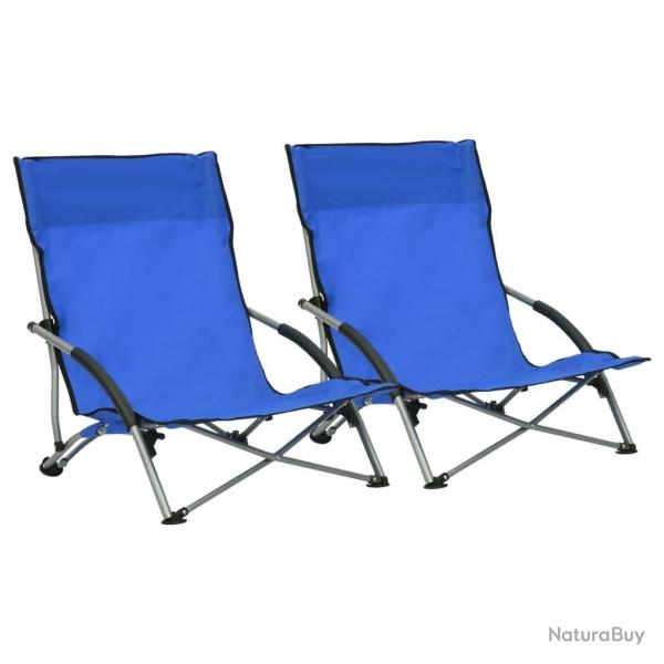 Chaises de plage pliables lot de 2 Bleu Tissu alsavelo