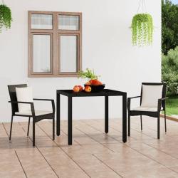 Chaises de jardin lot de 2 avec coussins R&eacute;sine tress&eacute;e Noir