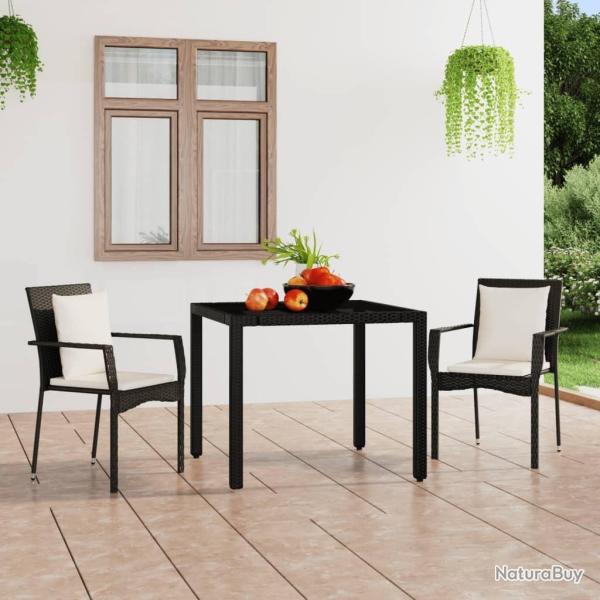 Chaises de jardin lot de 2 avec coussins R�sine tress�e Noir alsavelo