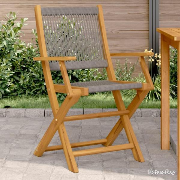 Chaises de jardin lot de 2 gris bois d'acacia et polypropylne alsavelo