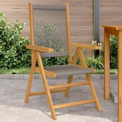 Chaises de jardin lot de 2 gris bois d'acacia et polypropyl&egrave;ne