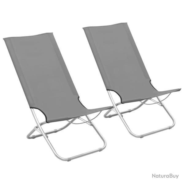 Chaises de plage pliables lot de 2 Gris Tissu alsavelo