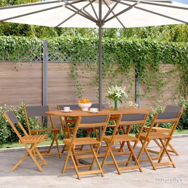 Chaises de jardin pliantes lot de 8 tissu et bois massif alsavelo