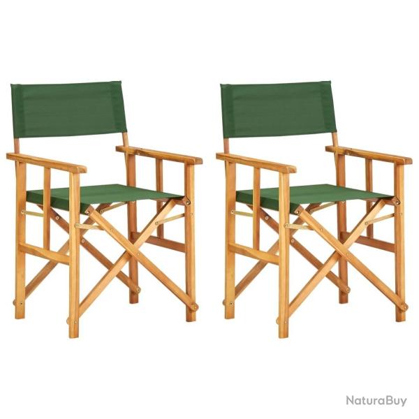 Chaises de metteur en sc�ne lot de 2 bois massif d'acacia vert