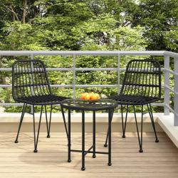 Chaises de jardin lot de 2 Noir 48x62x84 cm R&eacute;sine tress&eacute;e