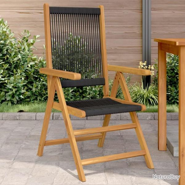 Chaises de jardin lot de 2 noir bois d'acacia et polypropylne alsavelo