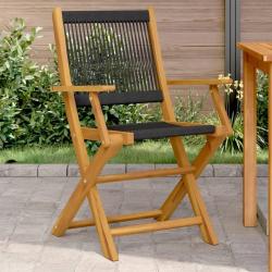 Chaises de jardin lot de 2 noir bois d'acacia et polypropyl&egrave;ne