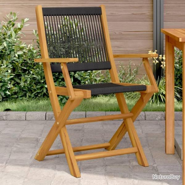 Chaises de jardin lot de 2 noir bois d'acacia et polypropyl�ne