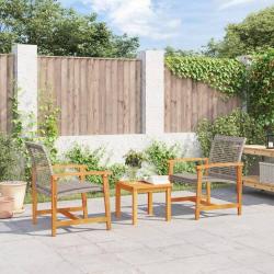 Chaises de jardin lot de 2 gris r&eacute;sine tress&eacute;e et bois d'acacia