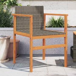 Chaises de jardin lot de 2 gris r&eacute;sine tress&eacute;e et bois massif