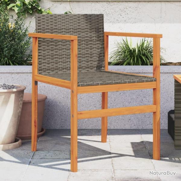 Chaises de jardin lot de 2 gris r�sine tress�e et bois massif