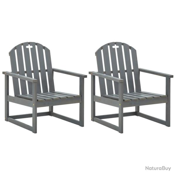 Chaises de jardin lot de 2 Gris Bois d'acacia solide
