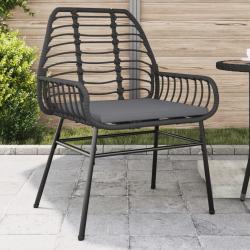 Chaises de jardin lot de 2 avec coussins noir r&eacute;sine tress&eacute;e