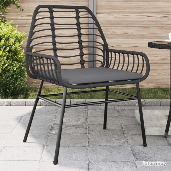 Chaises de jardin lot de 2 avec coussins noir r�sine tress�e