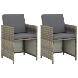 Chaises de jardin lot de 2 avec coussins R&eacute;sine tress&eacute;e Gris