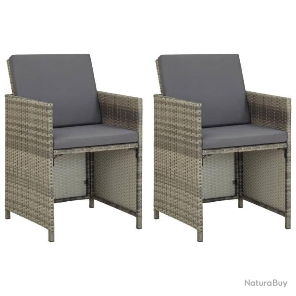 Chaises de jardin lot de 2 avec coussins R�sine tress�e Gris
