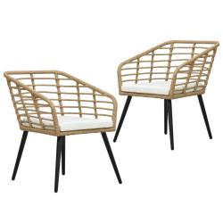 Chaises de jardin lot de 2 avec coussins R&eacute;sine tress&eacute;e Ch&ecirc;ne