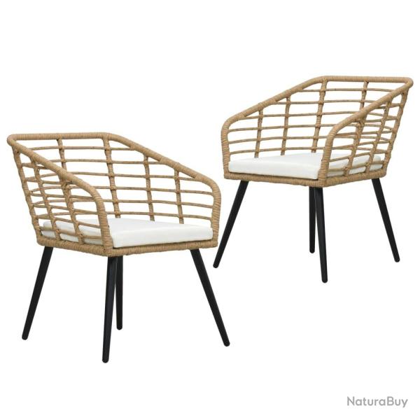 Chaises de jardin lot de 2 avec coussins R�sine tress�e Ch�ne