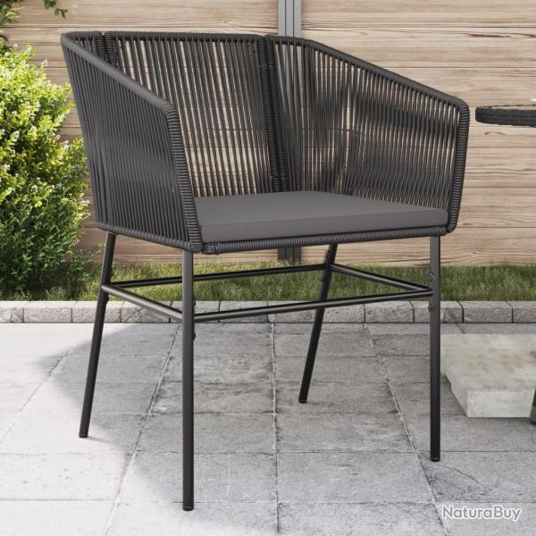 Chaises de jardin lot de 2 avec coussins noir r�sine tress�e