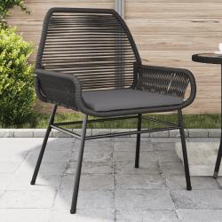 Chaises de jardin lot de 2 avec coussins noir r&eacute;sine tress&eacute;e