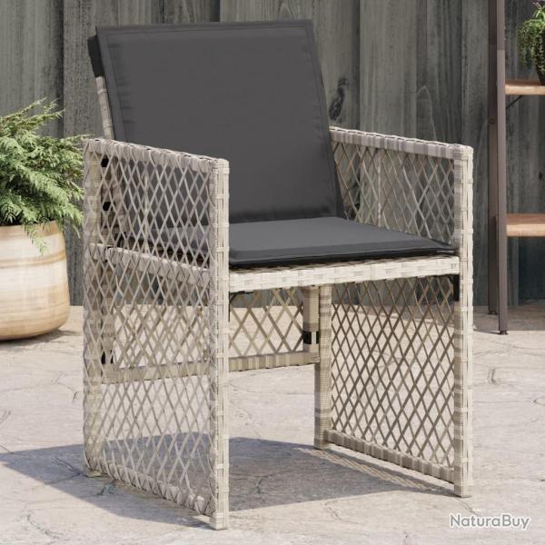 Chaises de jardin avec coussins lot de 4 gris clair poly rotin alsavelo