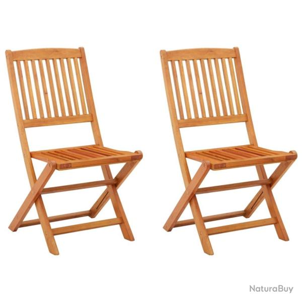 Chaises de jardin pliables lot de 2 Bois d'eucalyptus massif