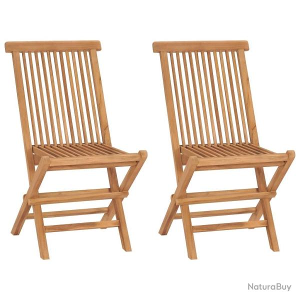 Chaises de jardin pliables lot de 2 Bois de teck massif