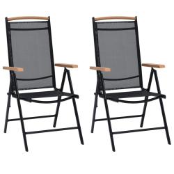Chaises de jardin pliables lot de 2 aluminium et textil&egrave;ne noir