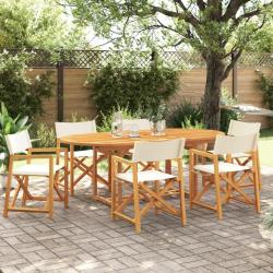 Chaises de jardin pliables lot de 6 blanc cr&egrave;me tissu