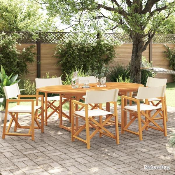 Chaises de jardin pliables lot de 6 blanc cr�me tissu