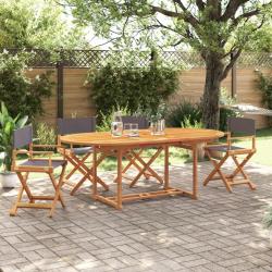 Chaises de jardin pliables lot de 4 gris fonc&eacute; tissu