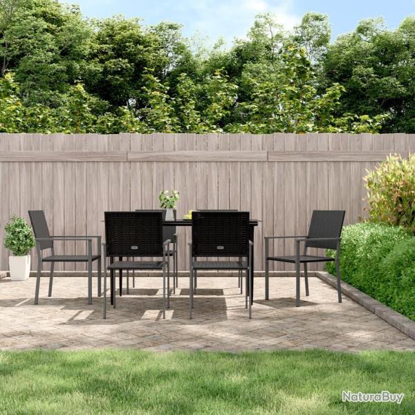 Chaises de jardin lot de 6 noir 54x62,5x89 cm rsine tresse alsavelo