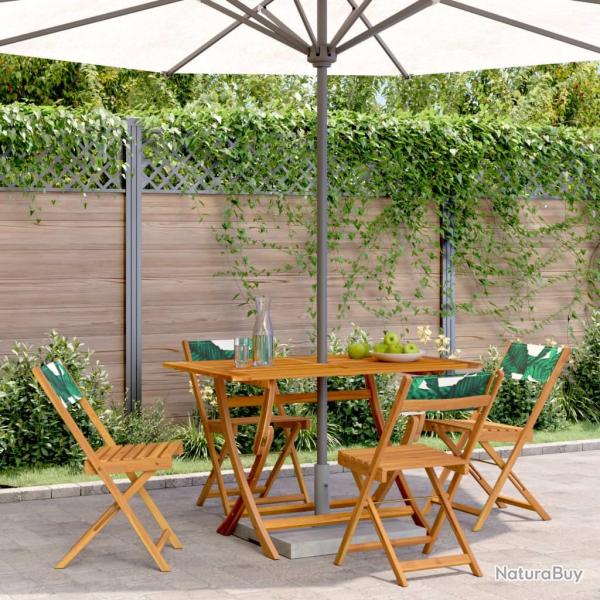 Chaises de jardin pliantes lot de 4 vert tissu et bois massif alsavelo