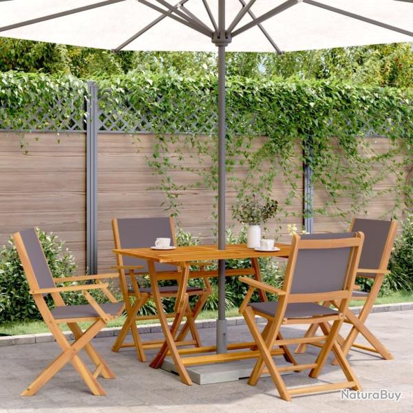 Chaises de jardin pliantes lot de 4 tissu et bois massif alsavelo