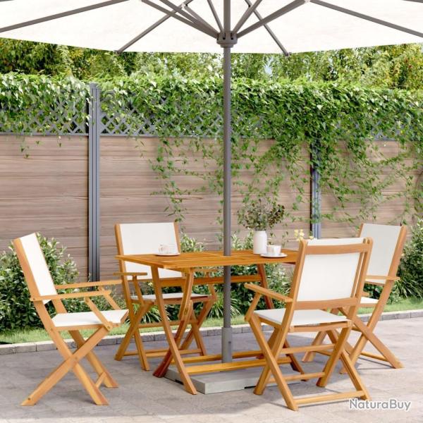 Chaises de jardin pliantes lot de 4 tissu et bois massif alsavelo