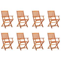 Chaises de jardin pliables lot de 8 Bois d'eucalyptus massif
