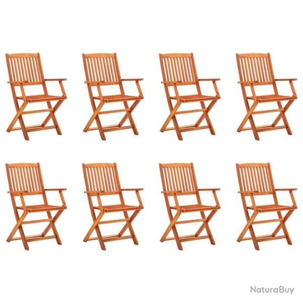 Chaises de jardin pliables lot de 8 Bois d'eucalyptus massif alsavelo