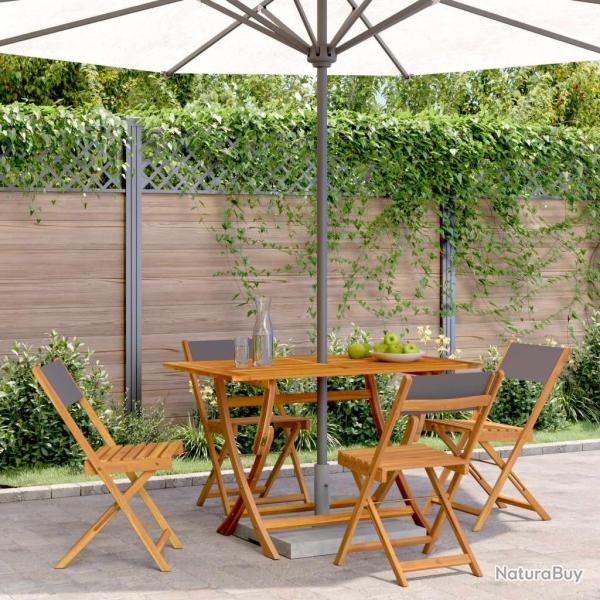 Chaises de jardin pliantes lot de 4 tissu et bois massif alsavelo