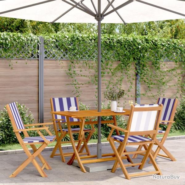 Chaises de jardin pliantes lot de 4 tissu et bois massif alsavelo