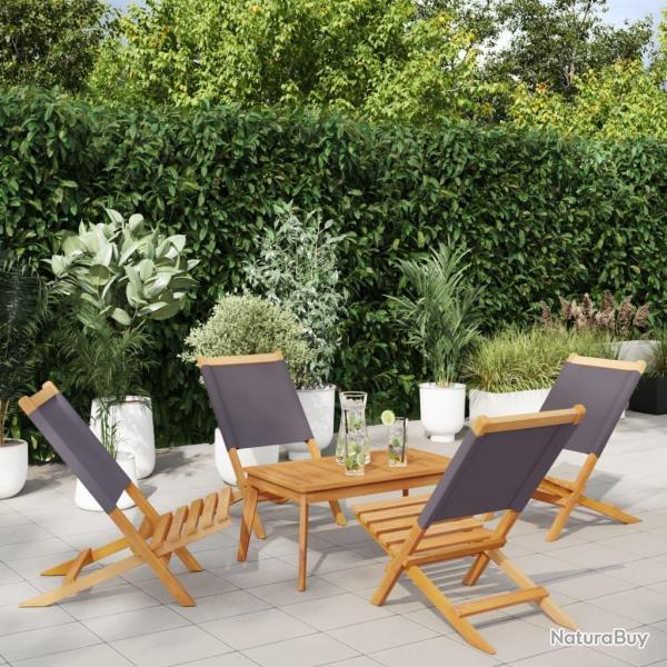 Chaises de jardin pliantes lot de 4 tissu et bois massif alsavelo