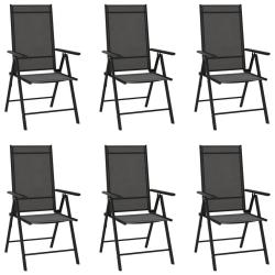 Chaises de jardin pliables lot de 6 Textil&egrave;ne Noir