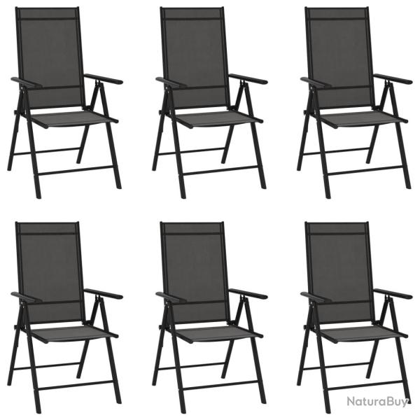 Chaises de jardin pliables lot de 6 Textil�ne Noir alsavelo