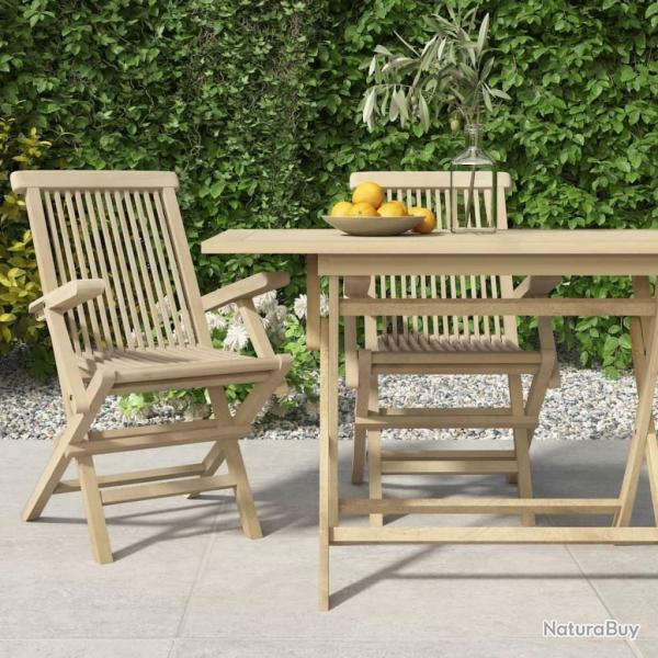 Chaises de jardin pliantes lot de 2 gris 56x61x89cm bois teck alsavelo
