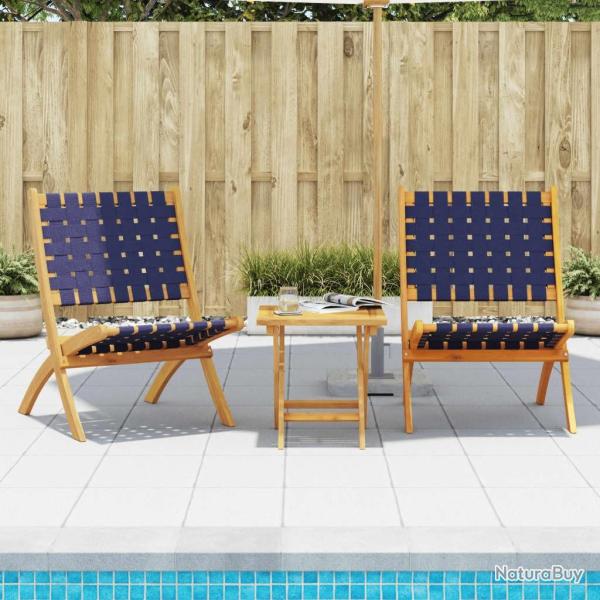 Chaises de jardin pliantes lot de 2 bois d'acacia solide tissu alsavelo