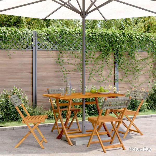 Chaises de jardin pliantes lot de 4 gris poly rotin bois massif alsavelo