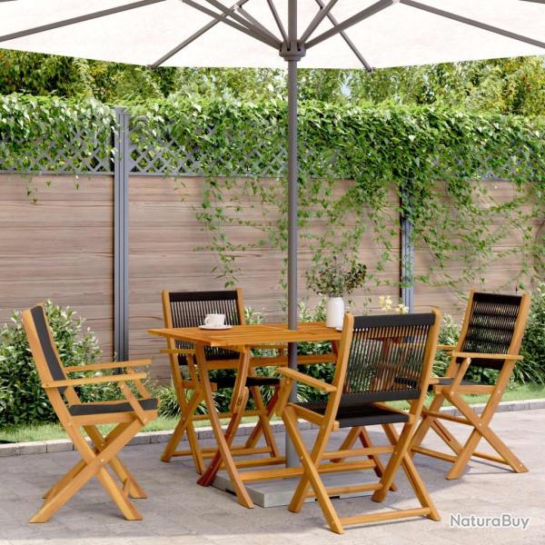 Chaises de jardin pliantes lot de 4 noir bois d'acacia massif alsavelo