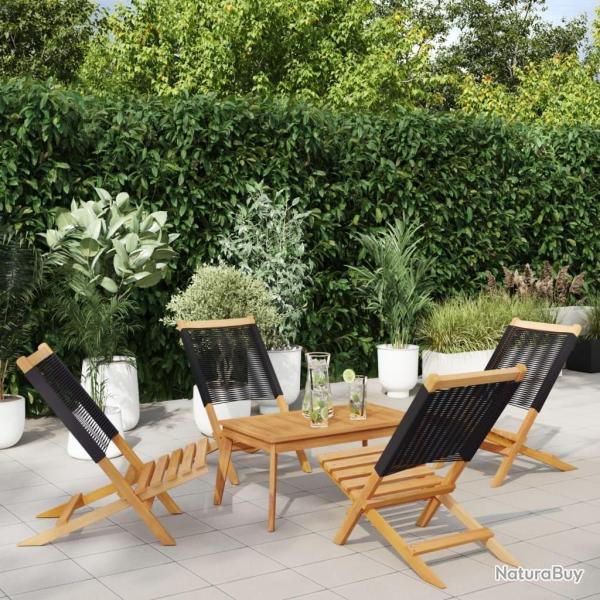 Chaises de jardin pliantes lot de 4 noir bois d'acacia massif alsavelo