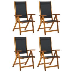 Chaises de jardin pliantes lot de 4 acacia massif et textil&egrave;ne