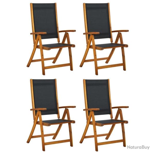Chaises de jardin pliantes lot de 4 acacia massif et textilne alsavelo